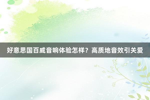 好意思国百威音响体验怎样？高质地音效引关爱